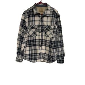 Telluride Clothing Company- Grayish Blue And White Flannel- Size M Sherpa lined